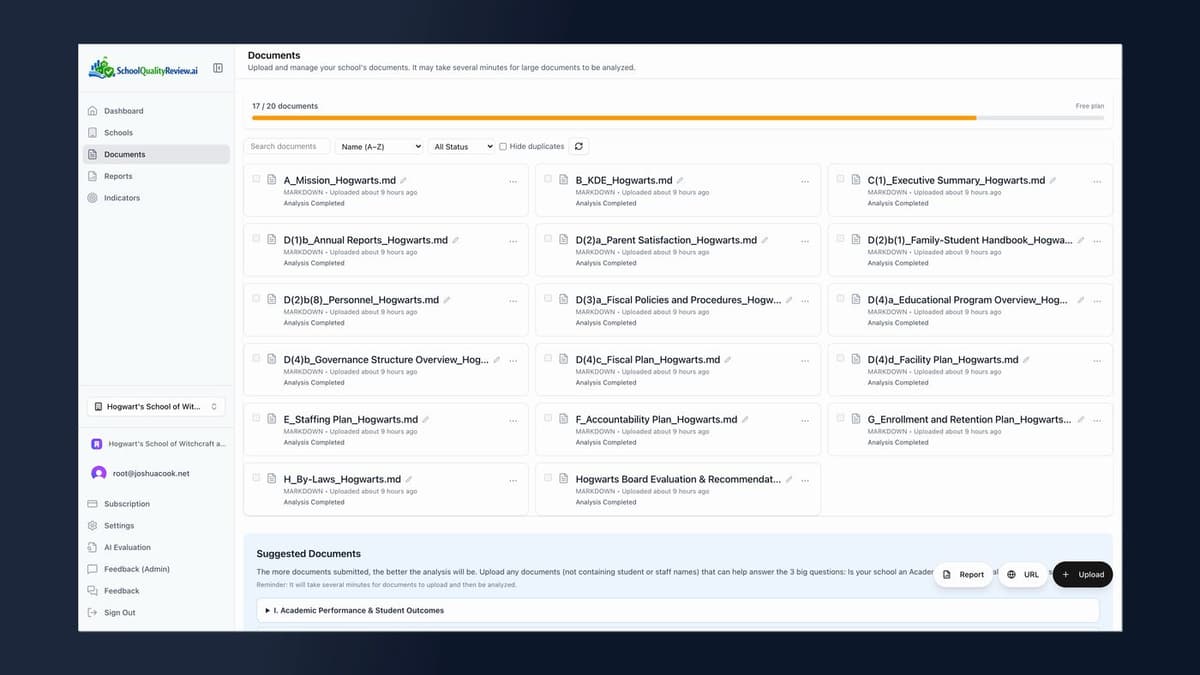 Document upload interface showing drag-and-drop upload area